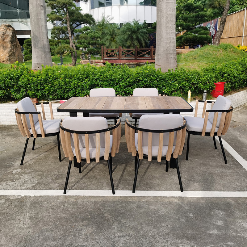 18 Years Factory Bamboo Furniture -
 Indoor Outdoor Dining Set Furniture,Square Tempered Glass Top Table – Yufulong